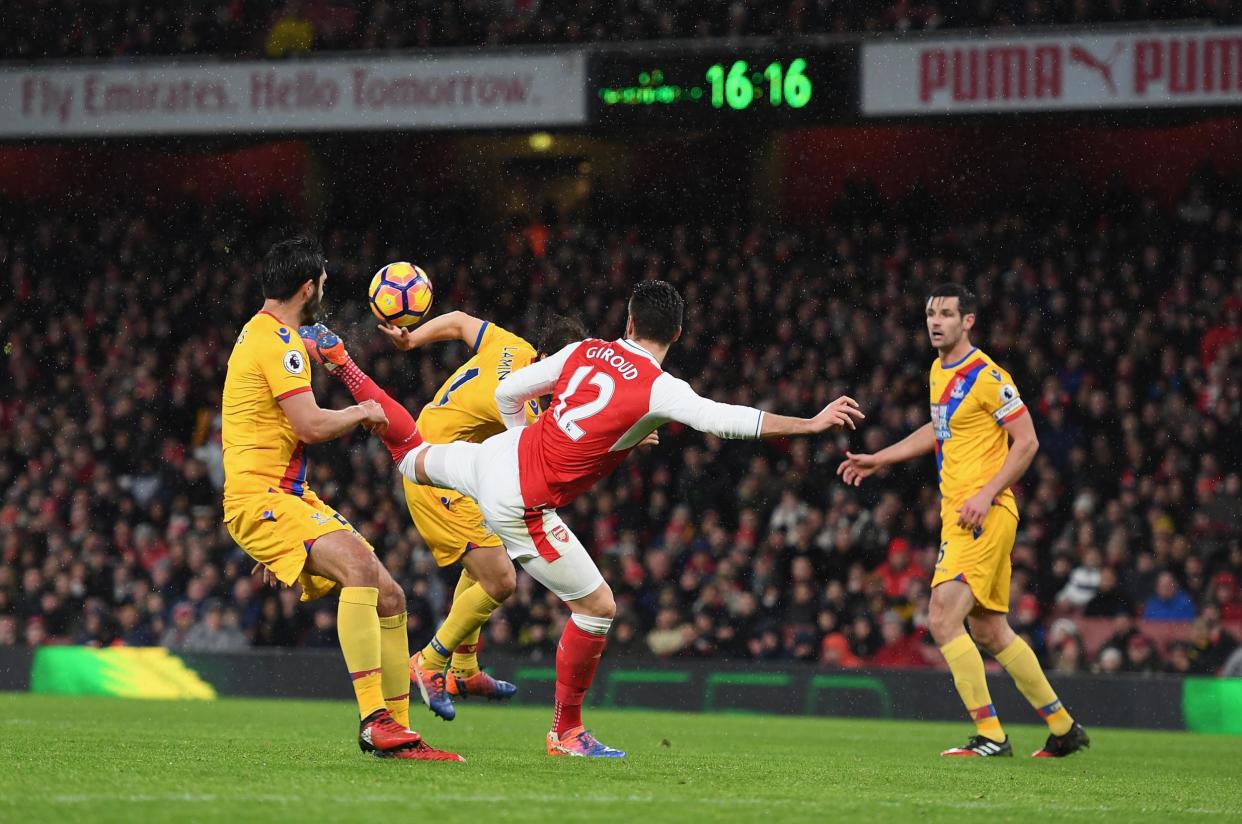 Giroud's scorpion kick is a likely contender for goal of the season: Getty Images