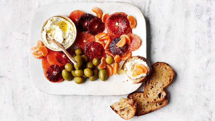 Citrus and Green Olives with Goat Cheese