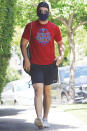 <p>Miles Teller steps out on a sunny L.A. Monday to hit the gym.</p>