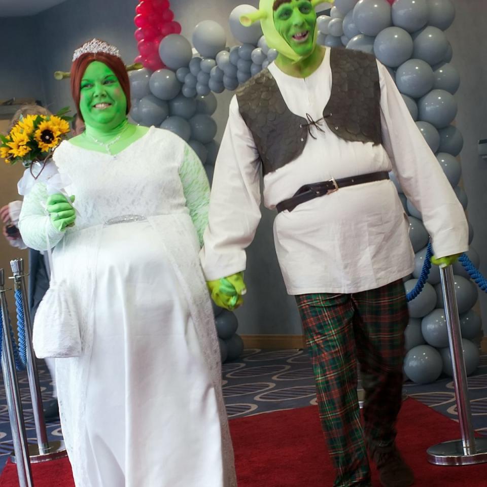 <div class="caption-credit"> Photo by: SWNS</div>Introducing Mr. and Mrs. Shrek! We wish them a happily ever after.