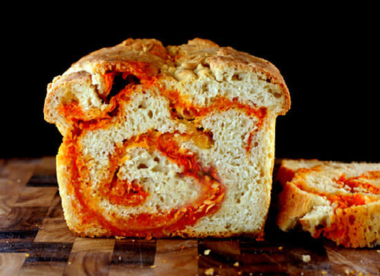 <strong>Get the <a href="http://lisamichele.wordpress.com/2012/08/31/sriracha-cheddar-pepper-jack-swirl-bread-for-bbd-53/">Sriracha Cheddar–Pepper Jack Swirl Bread recipe </a>by Parsley, Sage & Sweet</strong>