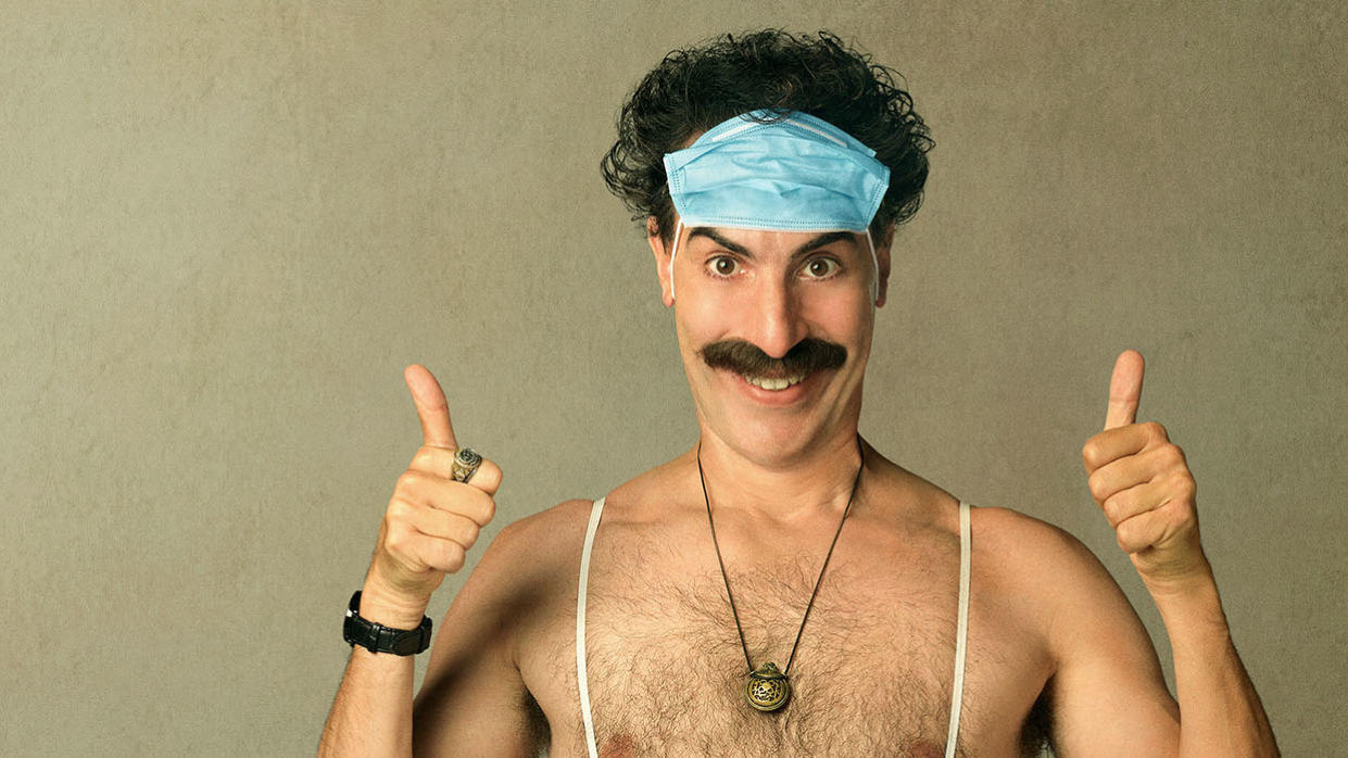 Sacha Baron Cohen in 'Borat Subsequent Moviefilm'. (Credit: Amazon)