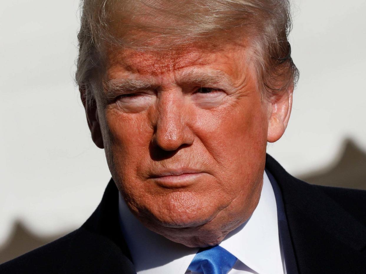 US President Donald J. Trump speaks to the media on the South Lawn of the White House: EPA