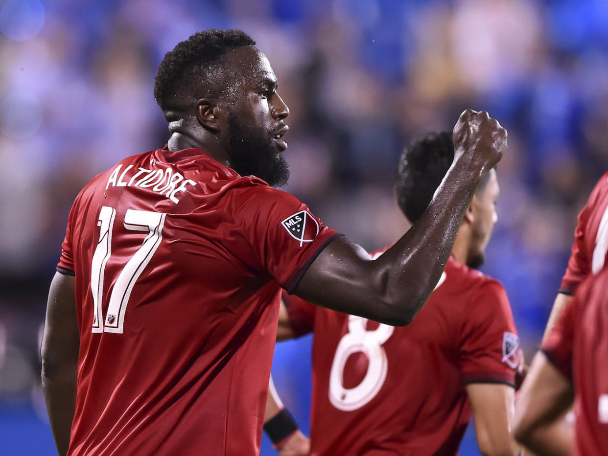 Toronto FC's Jozy Altidore scored a stunner against the New York Red Bulls on Wednesday. (Photo by Minas Panagiotakis/Getty Images)