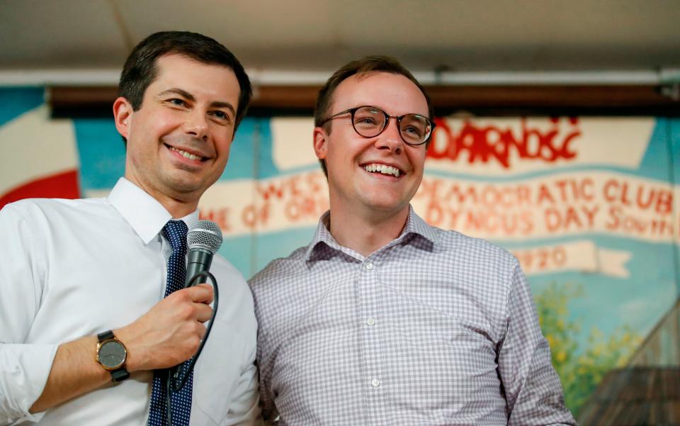 Pete Buttigieg and husband Chasten Glezman in South Bend, Indiana on April 22, 2019.