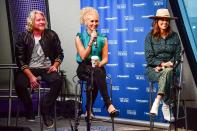 Philip Sweet, Kimberly Schlapman and Karen Fairchild of Little Big Town visit a special CMA Fest edition of the <em>Storme Warren Show</em> at SiriusXM Nashville Studios at Bridgestone Arena on Friday.