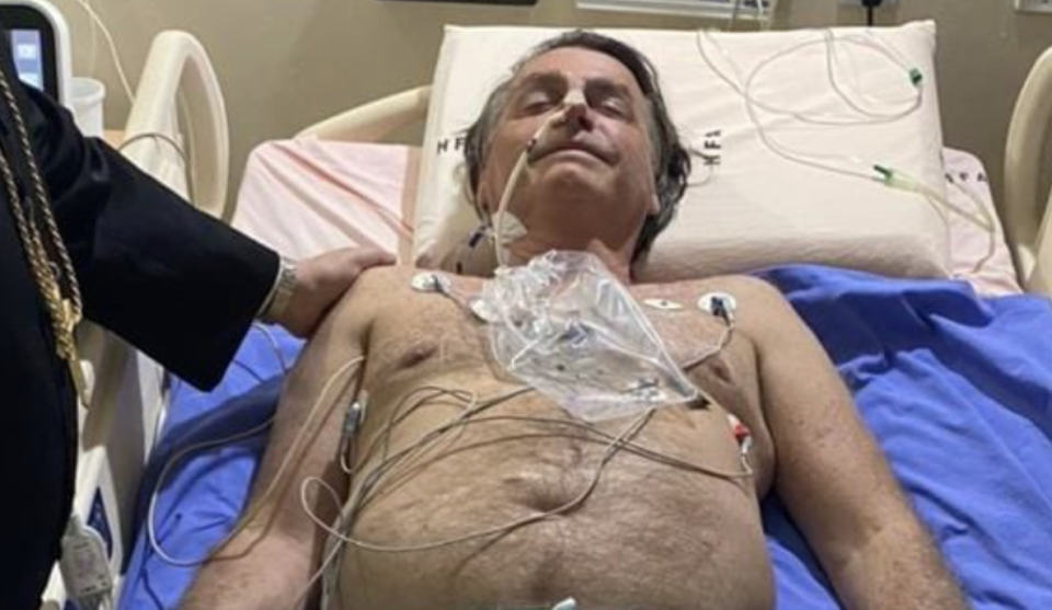 Brazil's President Jair Bolsonaro posted a picture of him in hospital to his Twitter account. Source: Twitter