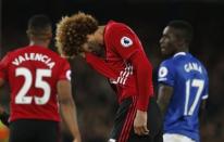 Football Soccer Britain - Everton v Manchester United - Premier League - Goodison Park - 4/12/16 Manchester United's Marouane Fellaini looks dejected after conceding a penalty for a foul on Everton's Idrissa Gueye Reuters / Andrew Yates Livepic