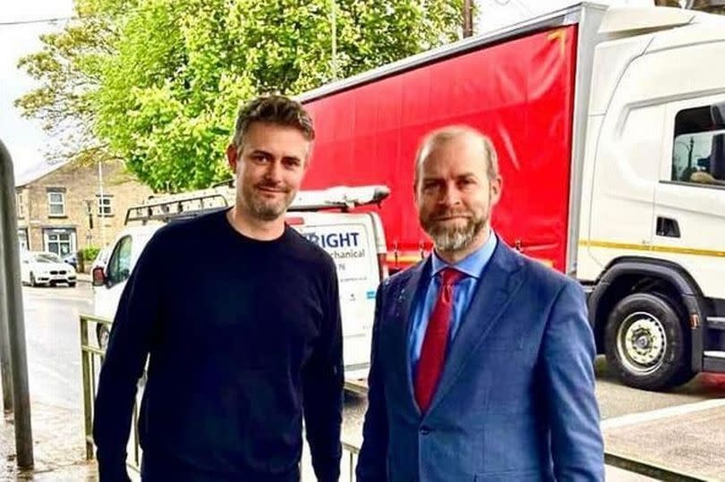 Jonathan Reynolds and Jon Pearce meeting over the Mottram Bypass project