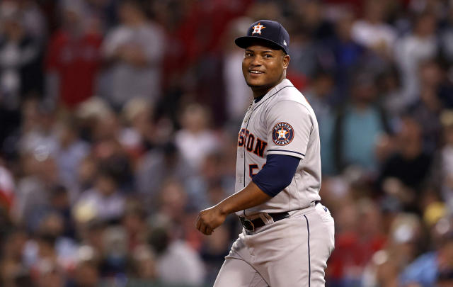 Framber Valdez 2021 ALCS Game-Used Jersey. Game 5 Start.