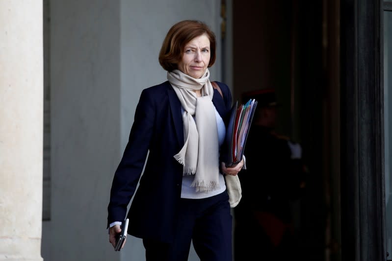 FILE PHOTO: French Defence Minister Florence Parly leaves the Elysee Palace following a cabinet meeting in Paris