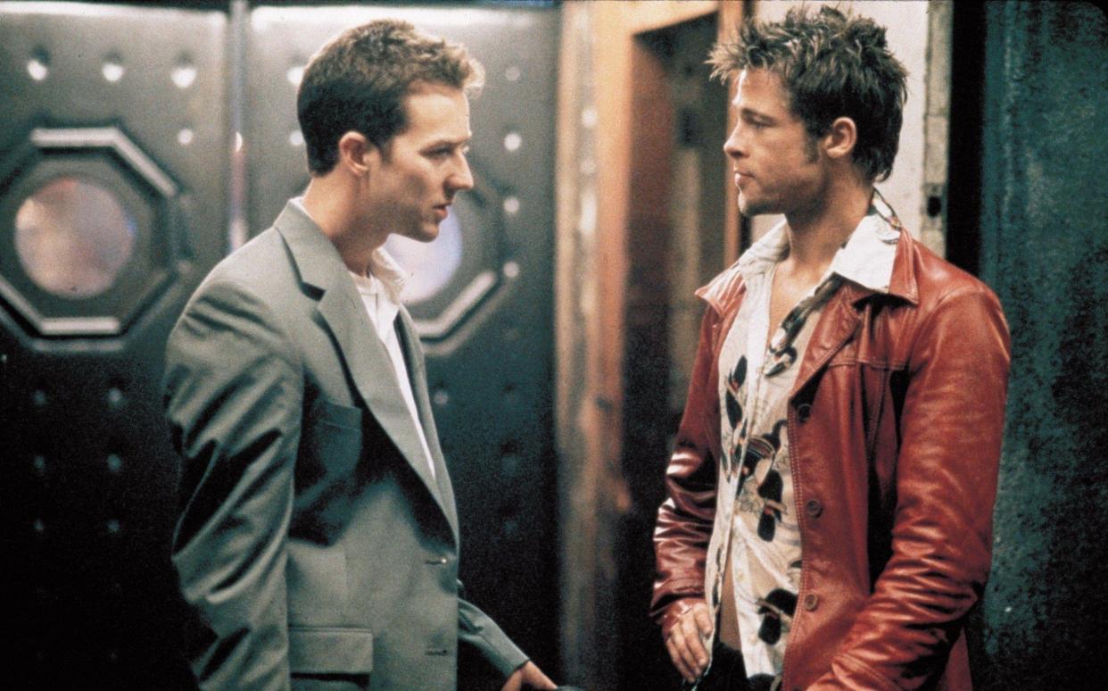 Edward Norton and Brad Pitt in the film adaptation of Chuck Palahniuk's novel Fight Club