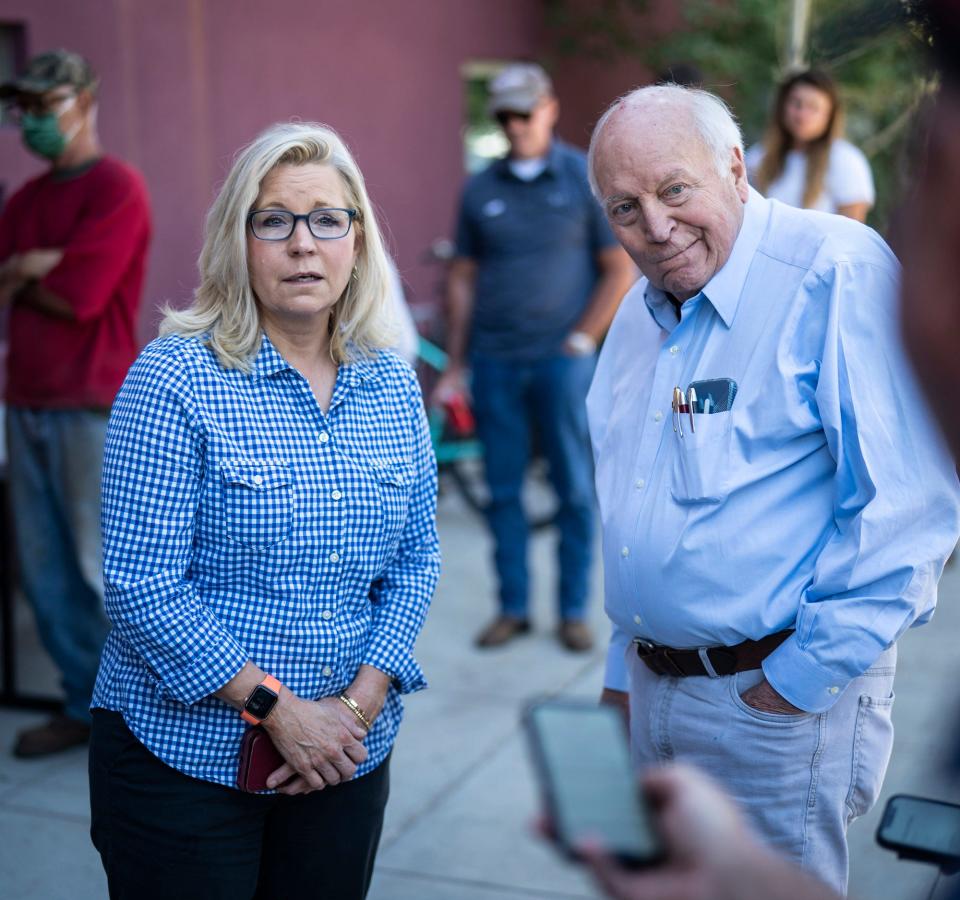 Former Rep. Liz Cheney and her father, former VP Dick Cheney.