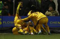 Britain Football Soccer - AFC Wimbledon v Sutton United - FA Cup Third Round Replay - The Cherry Red Records Stadium - 17/1/17 Sutton's Maxime Biamou celebrates scoring their second goal Action Images via Reuters / Peter Cziborra Livepic