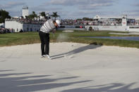 Sungjae Im of South Korea hits from a bunker on the 16th hole during the final round of the Honda Classic golf tournament, Sunday, March 1, 2020, in Palm Beach Gardens, Fla. (AP Photo/Lynne Sladky)