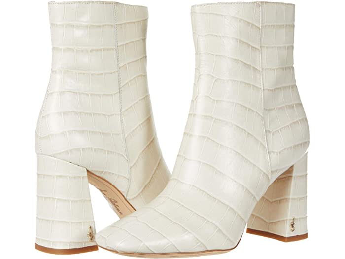 sam edelman, white boots, ankle boots, square toe boots