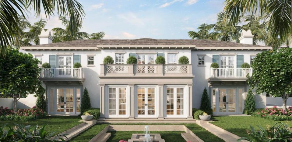 An artist's rendering shows the east side of a Palm Beach house under construction near The Mar-a-Lago Club at 1090 S. Ocean Blvd. The house is being developed on speculation and is listed for $45 million by agent Margit Brandt of Premier Estate Properties.