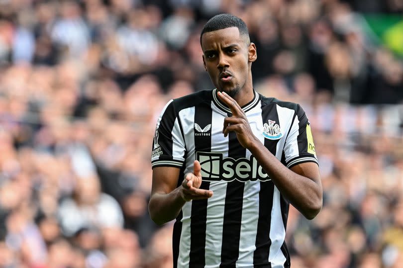 Alexander Isak celebrates after scoring a goal for Newcastle