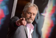 <p>Here’s looking at you, Michael Douglas. The actor poked around with photographers at the premiere of <em>Flatliners</em> in Los Angeles. (Photo: Tara Ziemba/WireImage) </p>