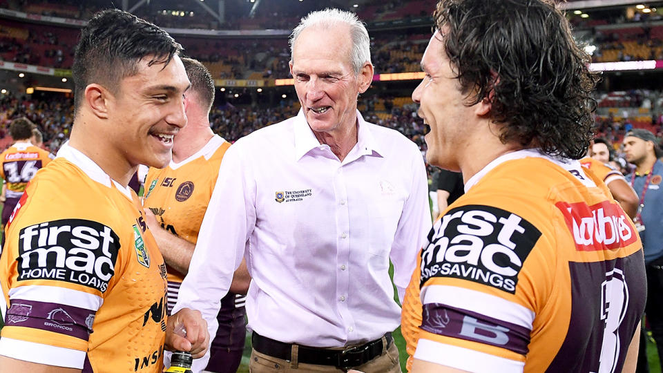 Wayne Bennett, pictured here after a Brisbane Broncos game in 2018