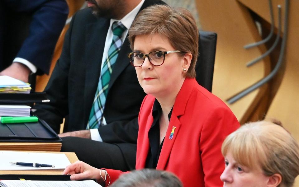 Nicola Sturgeon facing First Minister's Questions in Edinburgh yesterday - Ken Jack/Getty Images