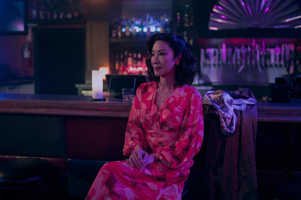 Eileen staring at a former flame (played by Russell Wong).<p>Photo: Michael Desmond/Courtesy of Netflix</p>