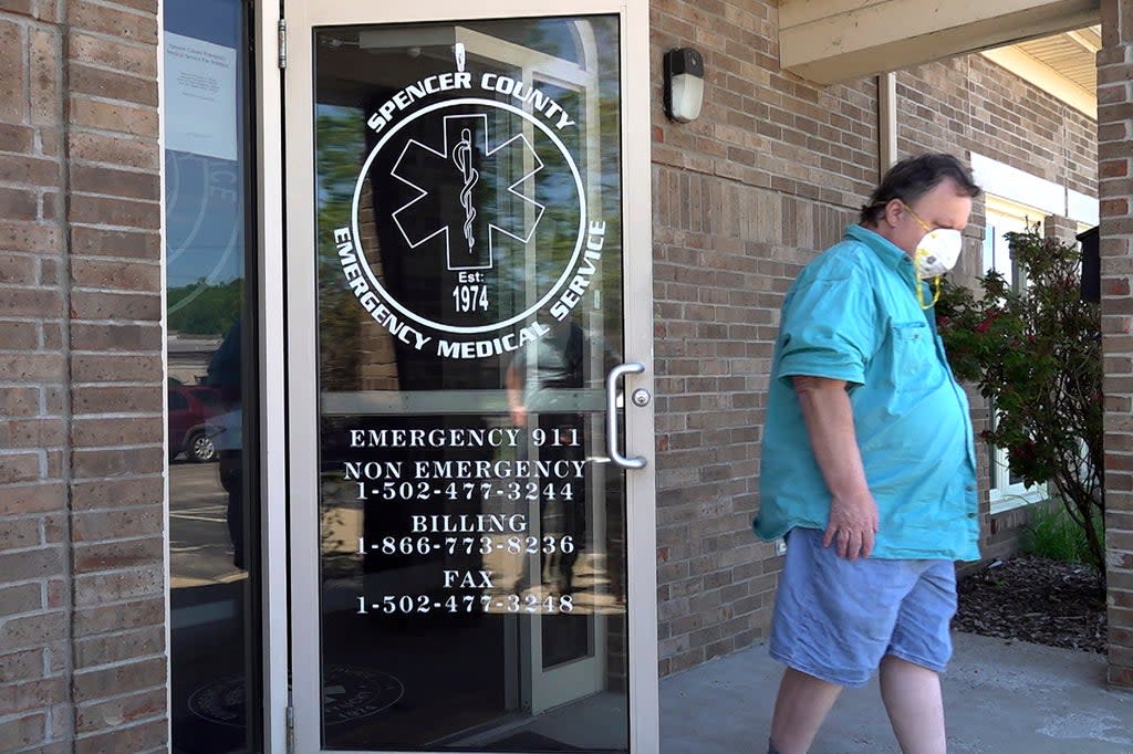 A man leaves a clinic after receiving a dose of the COVID-19 vaccine in Taylorsville, Kentucky (AP)