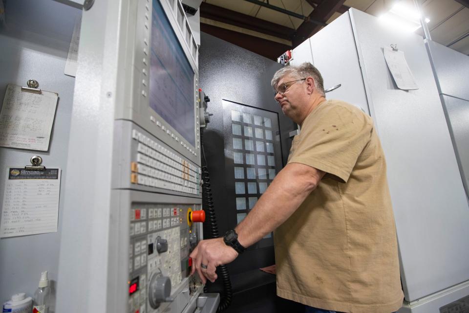 Bruce Kanpek runs a horizontal machine on Tuesday, Feb. 7, 2023, at Arrow Engineering in Rockford. Arrow Engineering is celebrating 60 years in business in 2023.