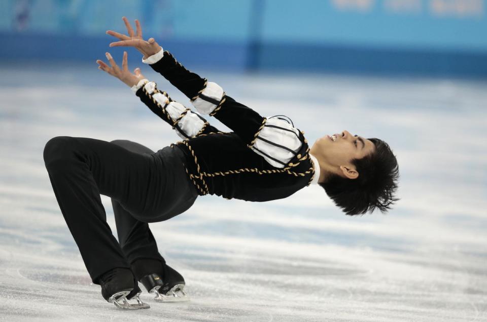 Michael Christian Martinez of the Philippines competes in the men's short program figure skating competition at the Iceberg Skating Palace during the 2014 Winter Olympics, Thursday, Feb. 13, 2014, in Sochi, Russia. (AP Photo/Ivan Sekretarev)