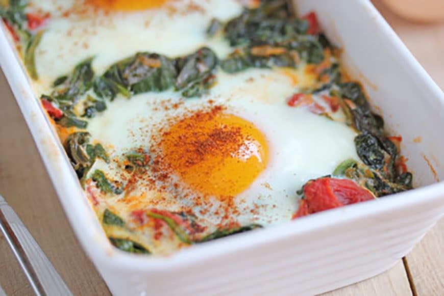 Baked Eggs With Spinach from $5 Dinners