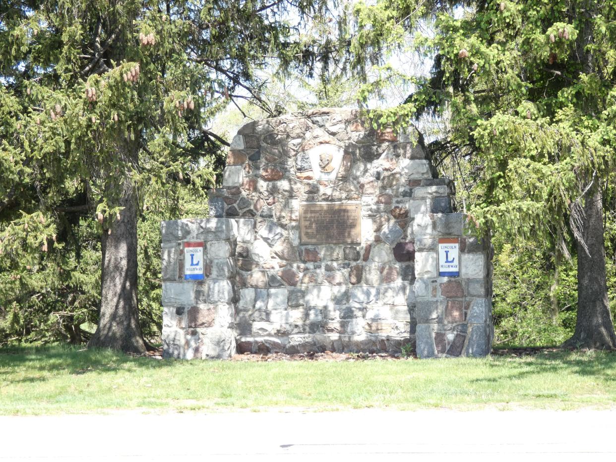 The John Hopley Lincoln Highway monument that stands on the north side of the 1300 block of East Mansfield Street was erected in 1929,