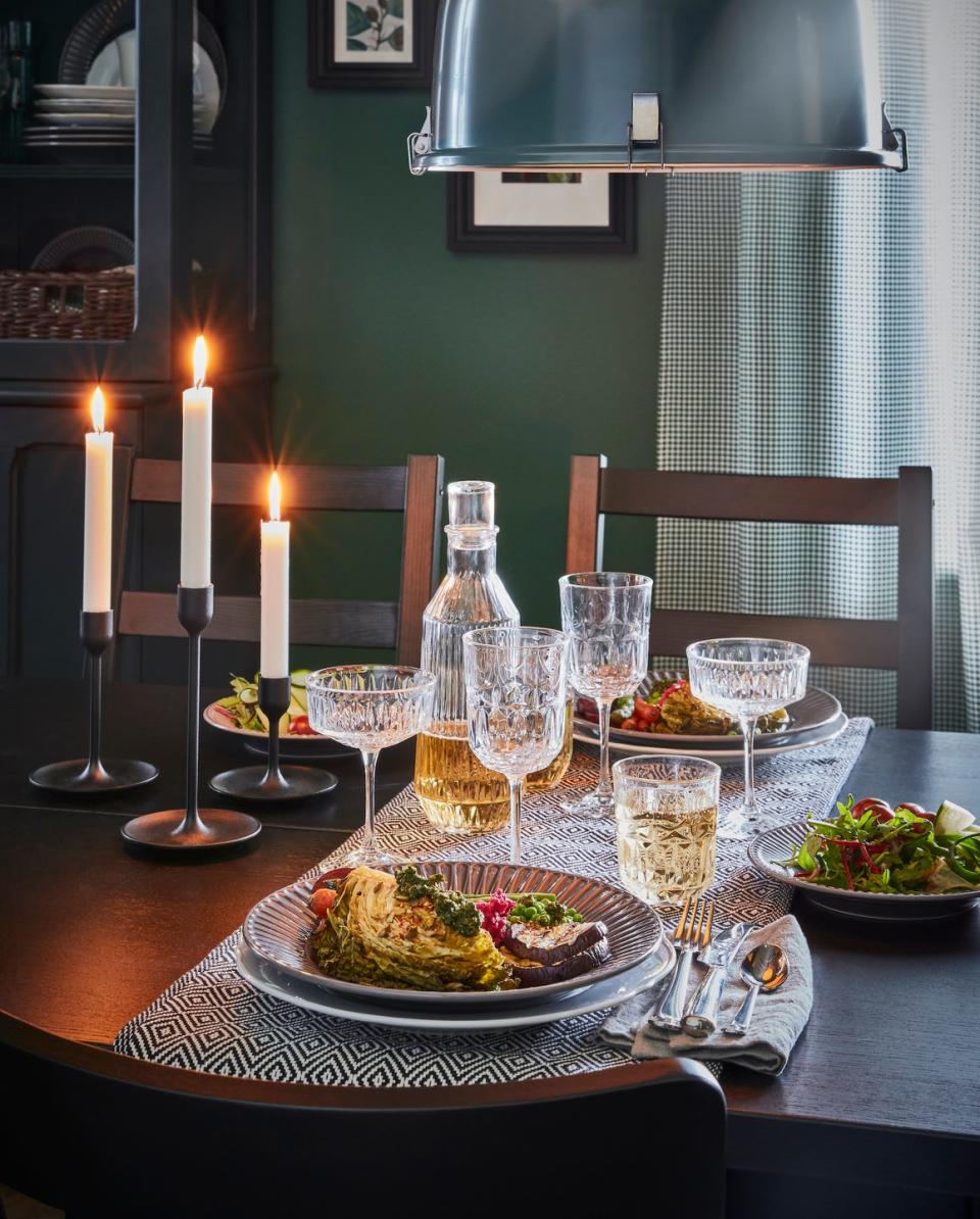 <p>Cheers! Serve up your favourite bubbles with IKEA's affordable set of champagne coupes. Timeless and elegant, no table setting is complete without them. </p><p><a class="link " href="https://www.ikea.com/gb/en/p/saellskaplig-champagne-coupe-clear-glass-patterned-90472905/" rel="nofollow noopener" target="_blank" data-ylk="slk:BUY NOW, £10;elm:context_link;itc:0;sec:content-canvas">BUY NOW, £10</a></p>