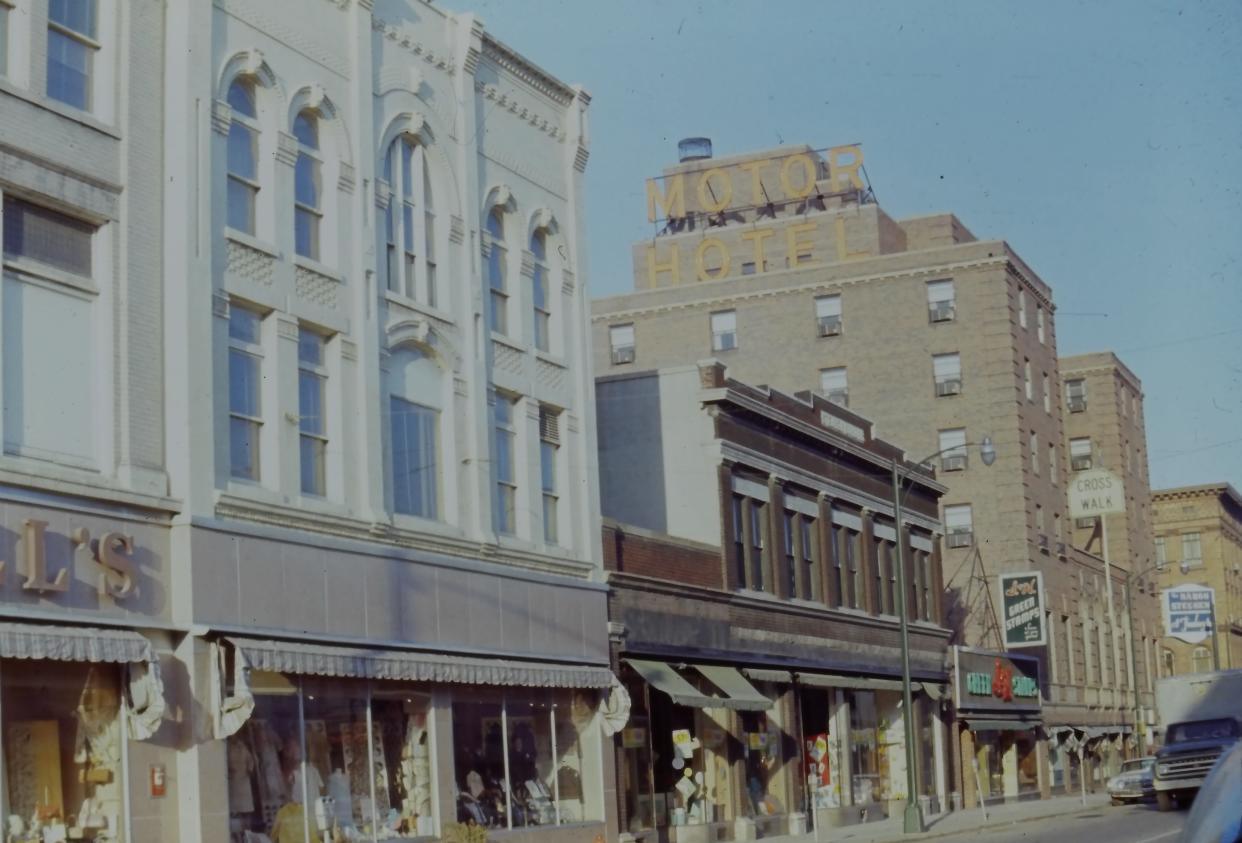Corning's West Market Street, between Walnut and Pine, pictured in 1965. This is one of the blocks restored under the GBQC Urban Renewal Plan.