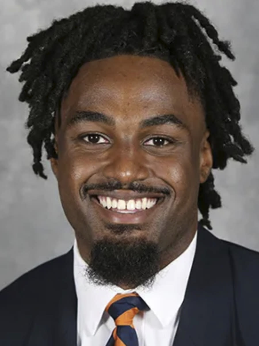 This undated image provided by University of Virginia Athletics shows NCAA college football player D'Sean Perry, one of Virginia three football players killed in a shooting, Sunday, Nov. 13, 2022, in Charlottesville, Va., while returning from a class trip to see a play. (University of Virginia Athletics via AP)