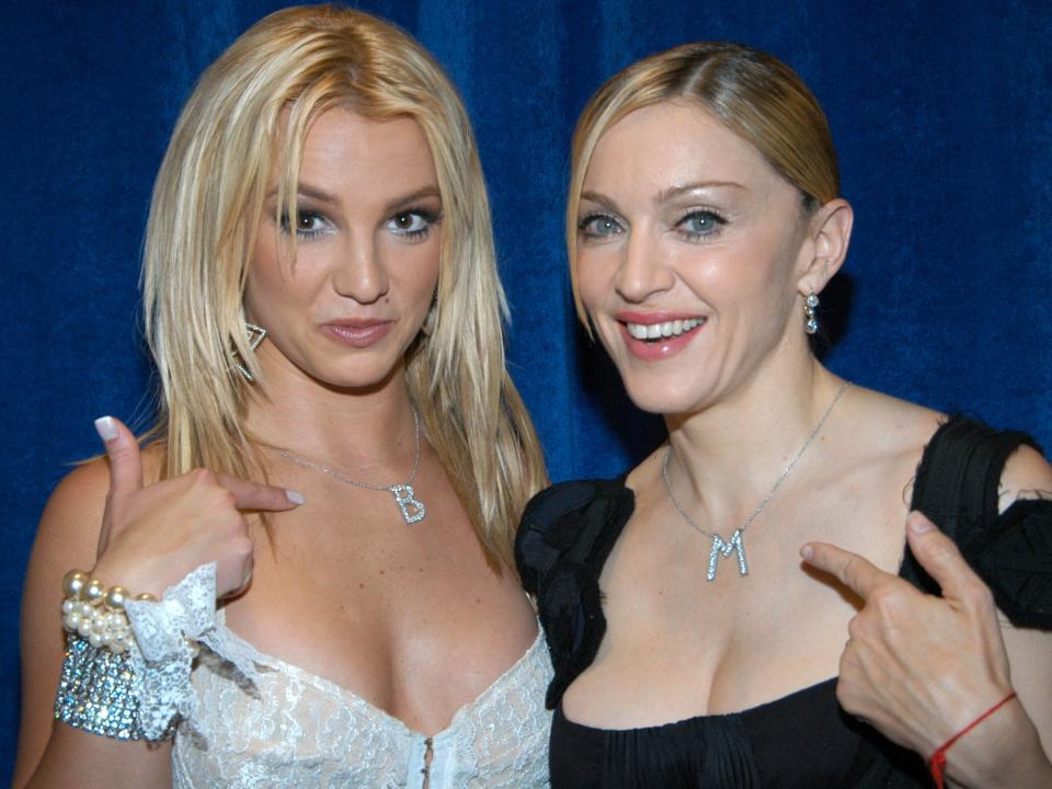 Britney Spears and Madonna Backstage at the 2003 MTV Video Music Awards