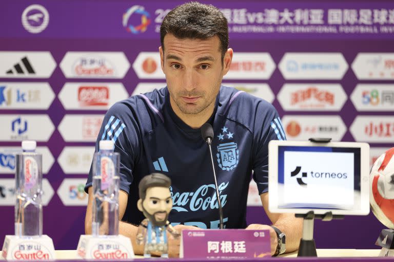 El DT de la selección argentina, Lionel Scaloni, en la conferencia de prensa previa al partido