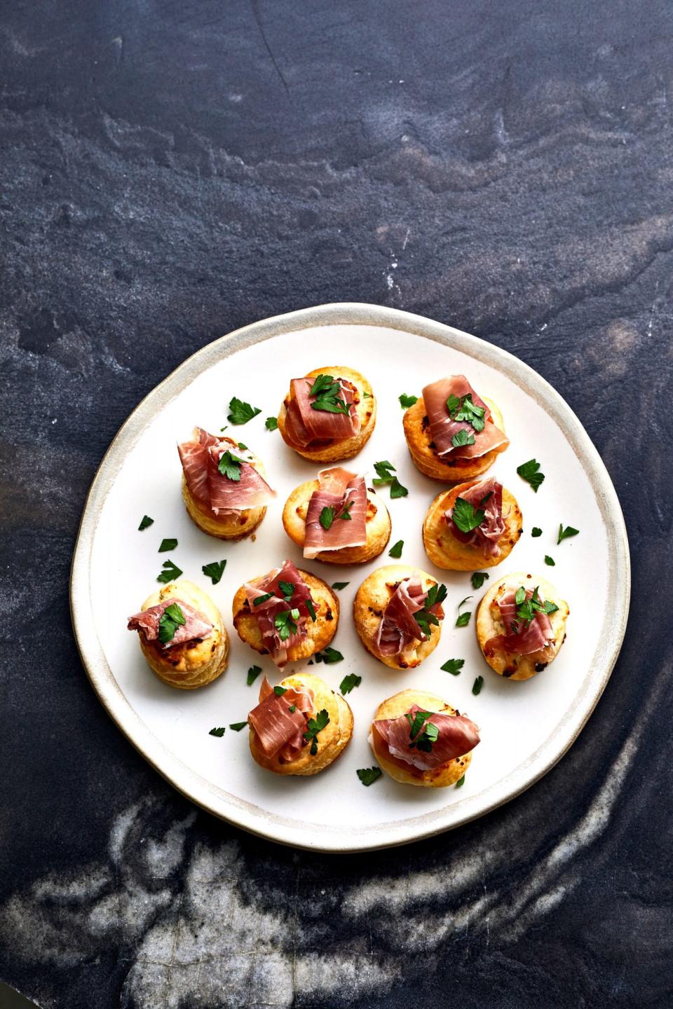 Cheesy Garlic, Herb, And Ham Bites