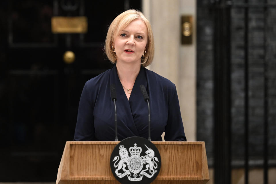 New UK prime minister Liz Truss gives her first speech at Downing Street. Photo: Leon Neal/Getty Images