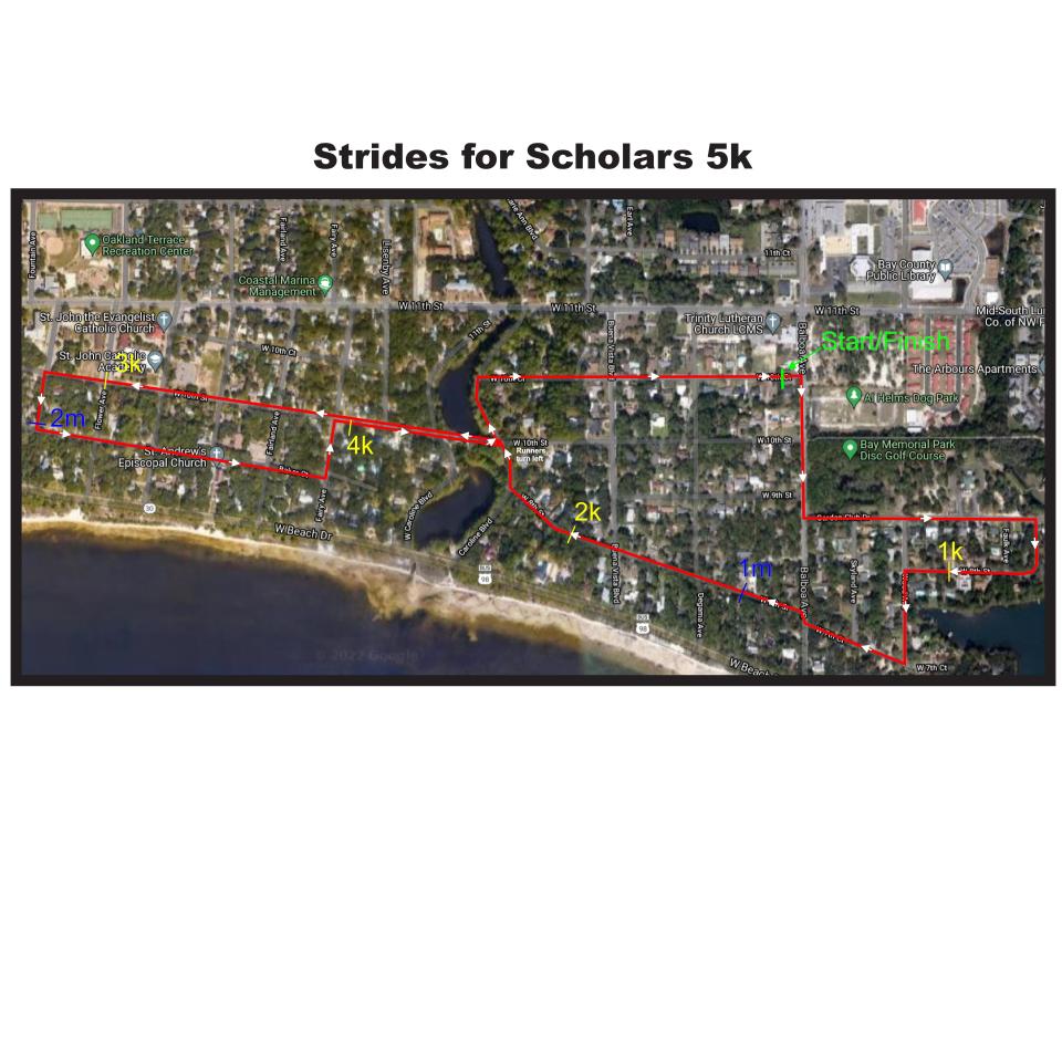 A look into the Strides for Scholars 5K course map.