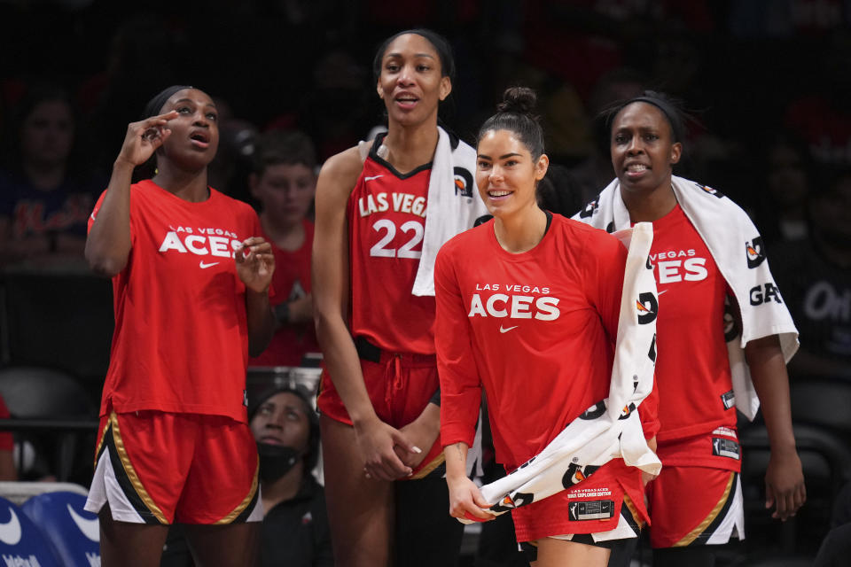 The Las Vegas Aces keep breaking records this year. (Photo by Mitchell Leff/Getty Images)