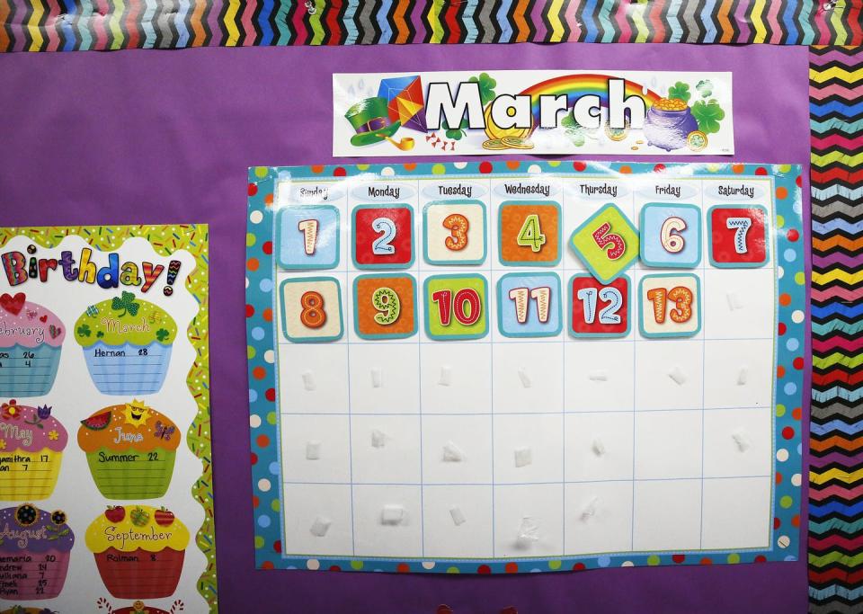 In the second grade classroom of teacher Mrs. Miranda at Cerritos Elementary School in Glendale, the calendar never went beyond  March 13, 2020.