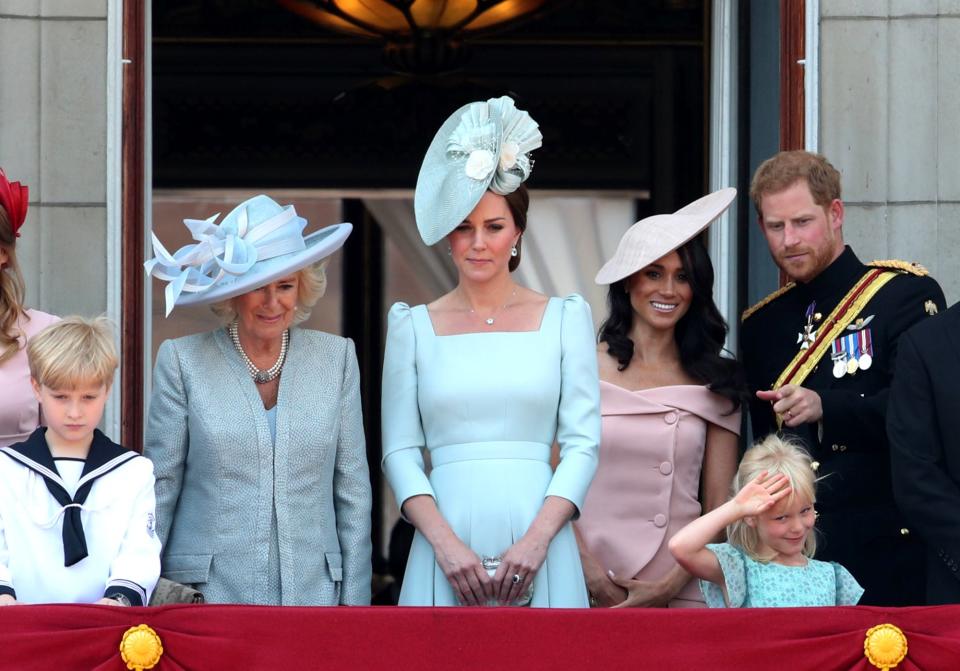 Another Meghan first! The former actress made her <a rel="nofollow noopener" href="https://people.com/royals/meghan-markle-buckingham-palace-balcony-debut-trooping-the-colour/" target="_blank" data-ylk="slk:debut on the iconic balcony of Buckingham Palace;elm:context_link;itc:0;sec:content-canvas" class="link ">debut on the iconic balcony of Buckingham Palace</a> when she joined the rest of the royal family for Trooping the Colour celebrations in June.