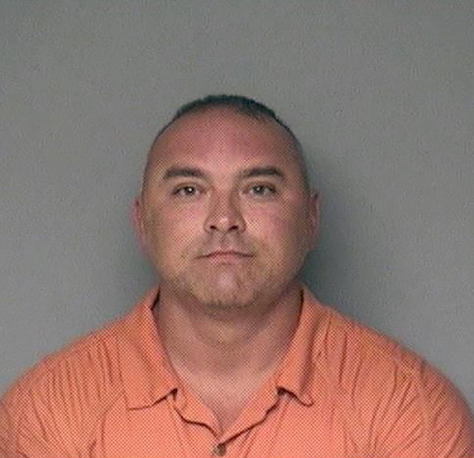 This photo provided by the Dallas County Jail shows Gary Demercurio. Court officials in central Iowa say they're behind the hiring of two men who were arrested after breaking into the Dallas County Courthouse. The Des Moines Register reports 43-year-old Demercurio, of Seattle, and 29-year-old Justin Wynn, of Naples, Fla., were found in the courthouse early Wednesday, Sept. 11, 2019, after an alarm was tripped. Both face burglary charges and are being held on $50,000 bond apiece. (Dallas County Jail via AP)