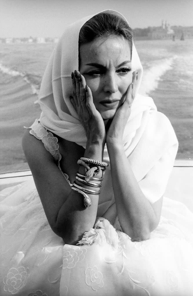 portrait of maria felix on a boat in venice