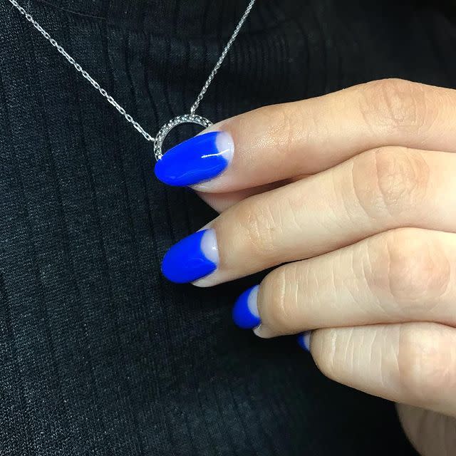 16) Blue Half-Moon Mani