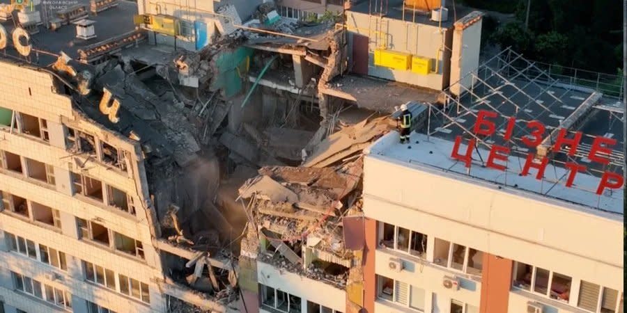 A building in Mykolayiv damaged by the shelling of the Russian forces