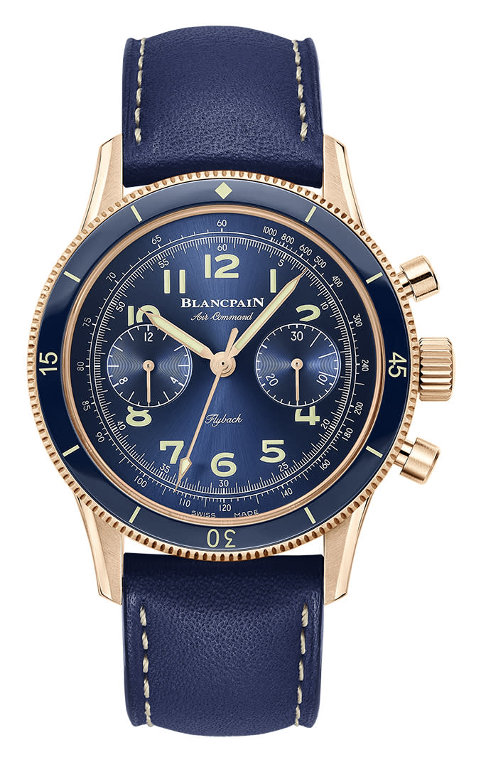 Blancpain’s Air Command Flyback Chronograph in 18-karat red gold.