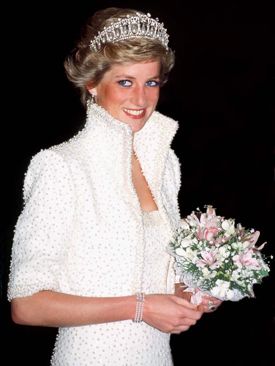 Princess Of Wales In Hong Kong Wearing An Outfit Described As The Elvis Look Designed By Fashion Designer Catherine Walker