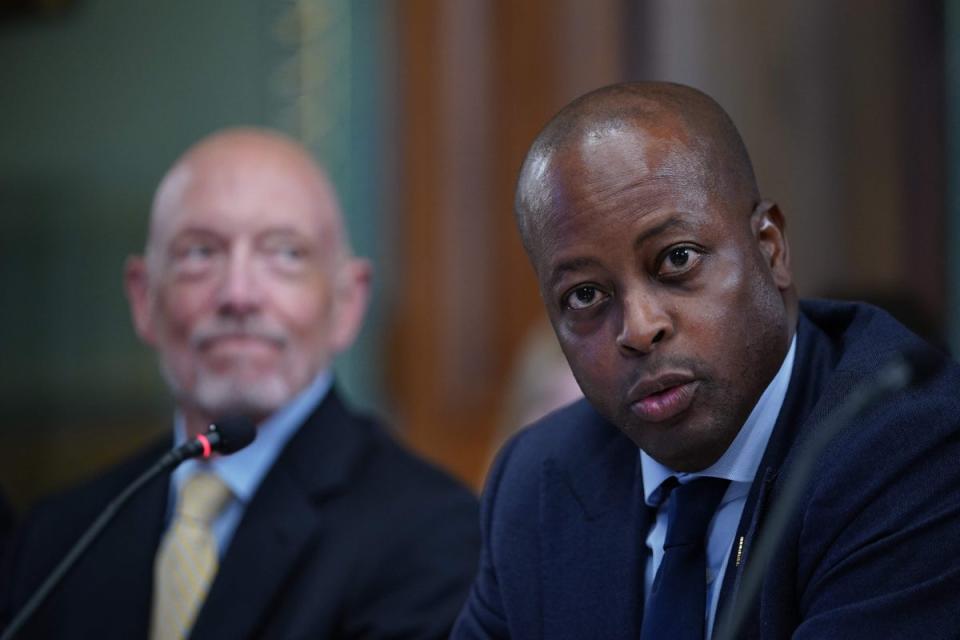 Howard University President Wayne Frederick, pictured at a White House roundtable on abortion rights on 8 August. (AFP via Getty Images)