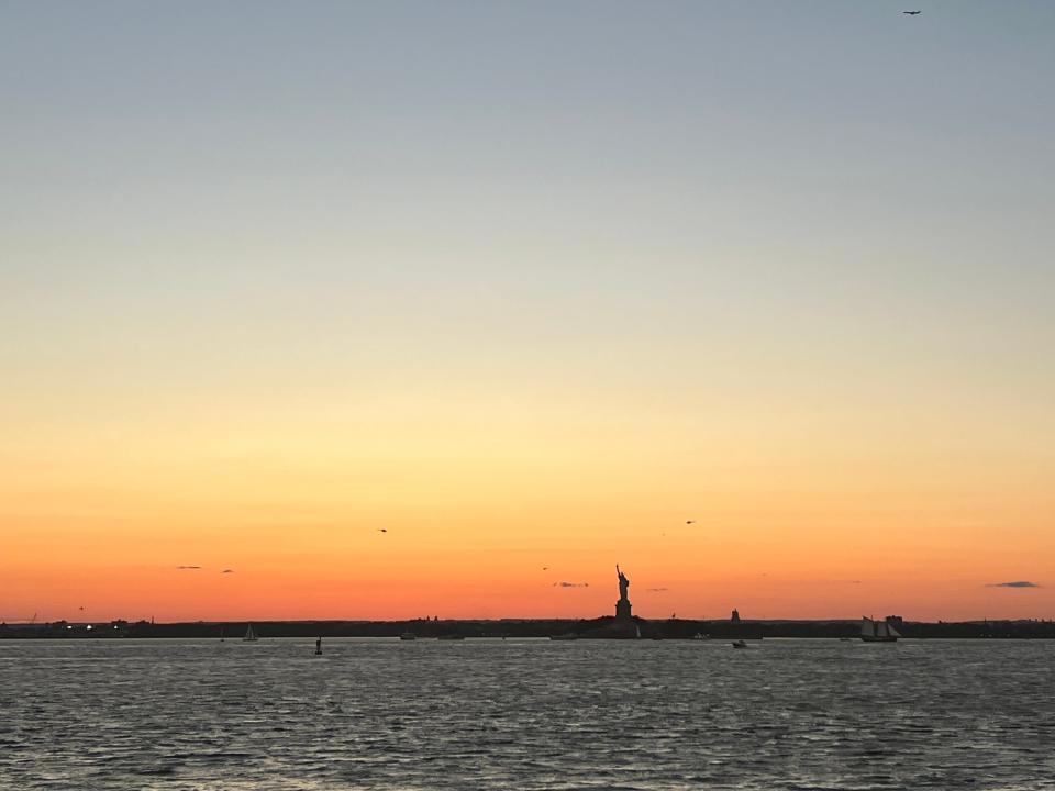 statue of liberty sunset
